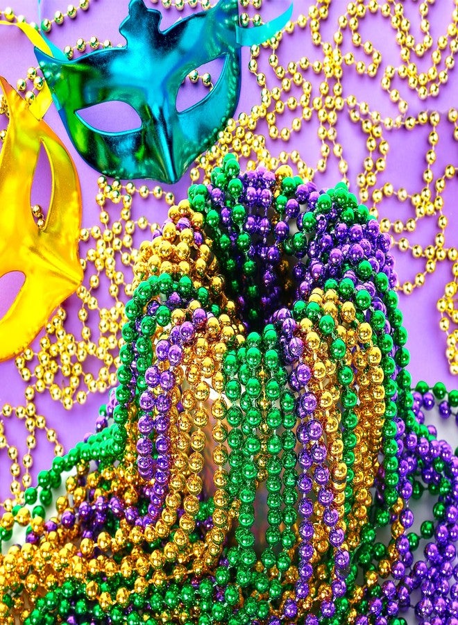 HOOSUN 30 Pack Mardi Gras Beads Necklaces Bulk,Mardi Gras Decorations Accessories Party Favors,Gold Green and Purple Carnival Decor St Patricks Day Necklace Party Supplies for Party,School Event,Home - Image 3